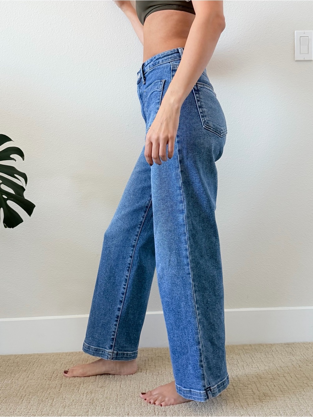 Just Black Wide Leg High-Rise Jeans in Blue Wash